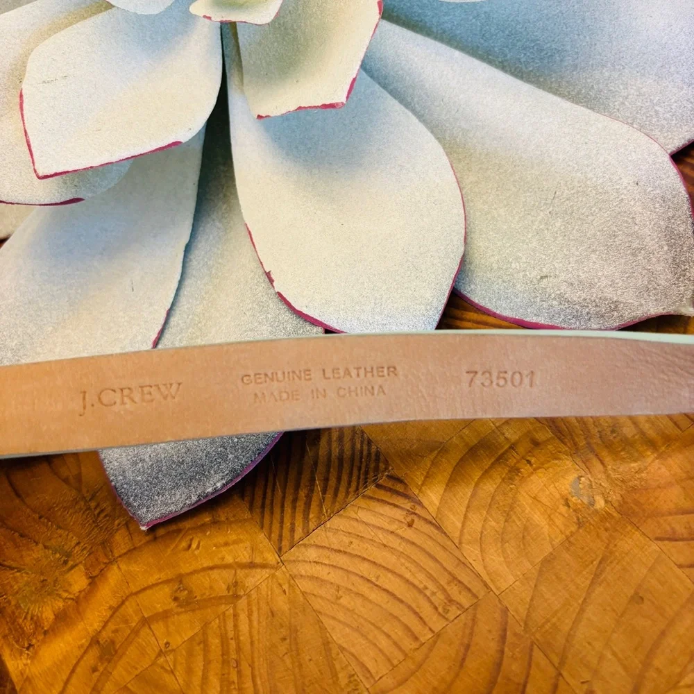 J. Crew Mint Green Textured Leather Belt with Gold Buckle - Picture 3 of 5